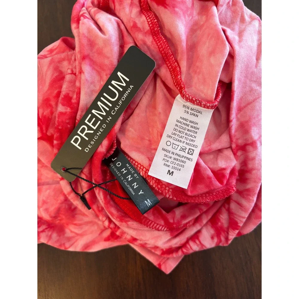 Johnny M Pink Tie Dye Wide Leg Palazzo Pants High Waist Red Medium NEW